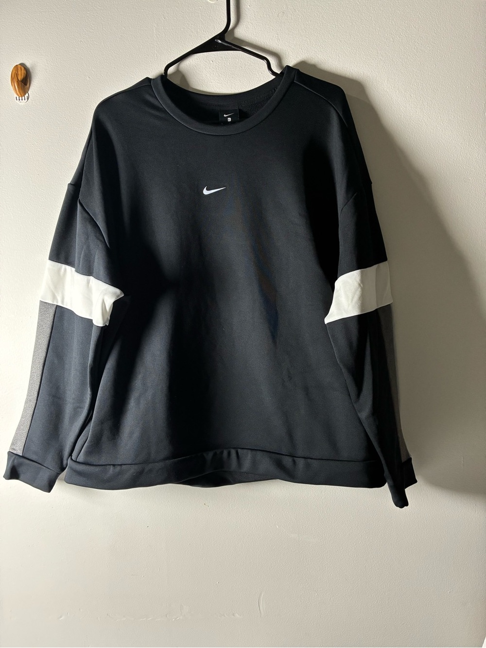Nike Black Crewneck Sweatshirt with White Sleeve Stripes